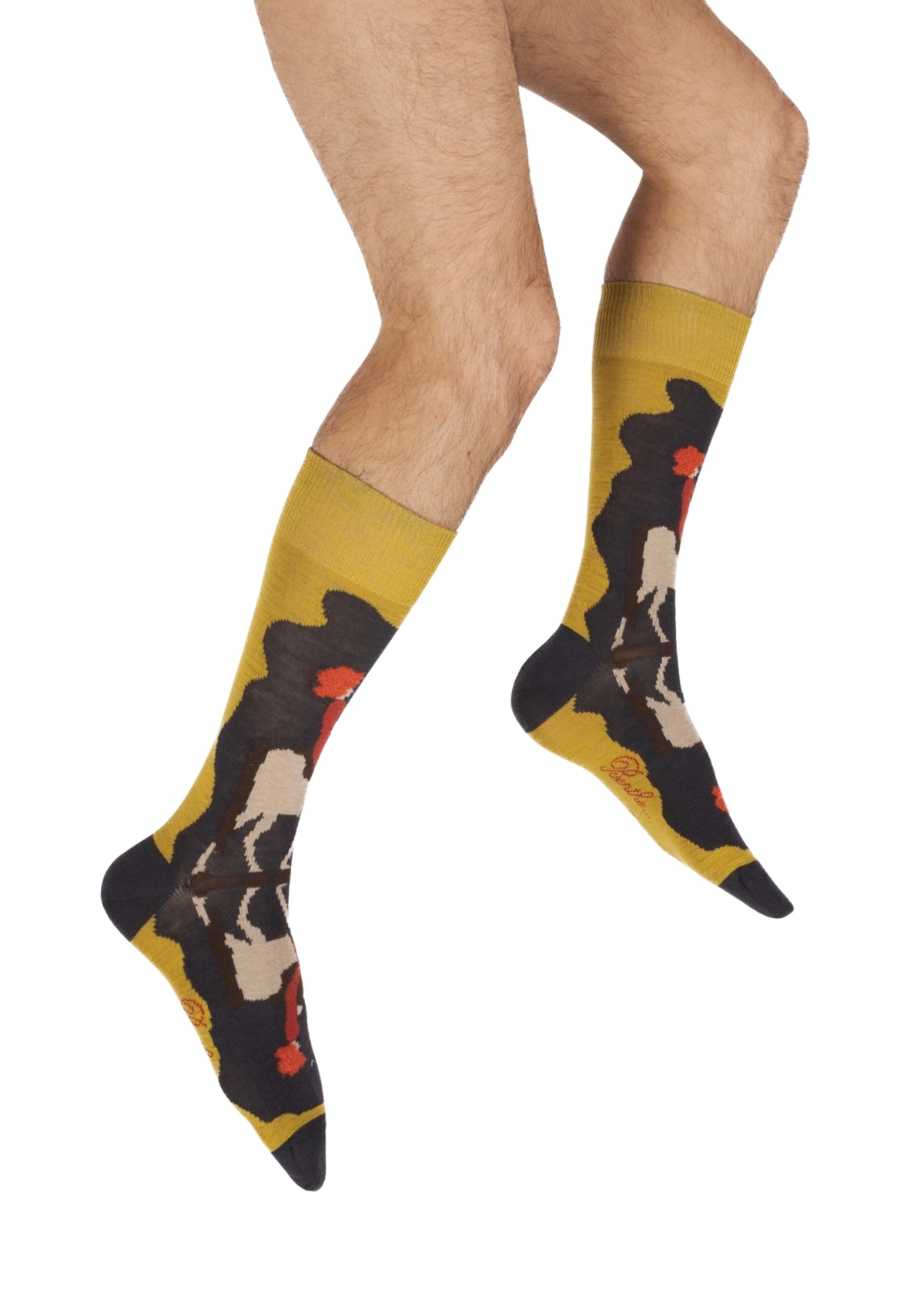 Chaussettes homme en laine motif Cavalière et cheval