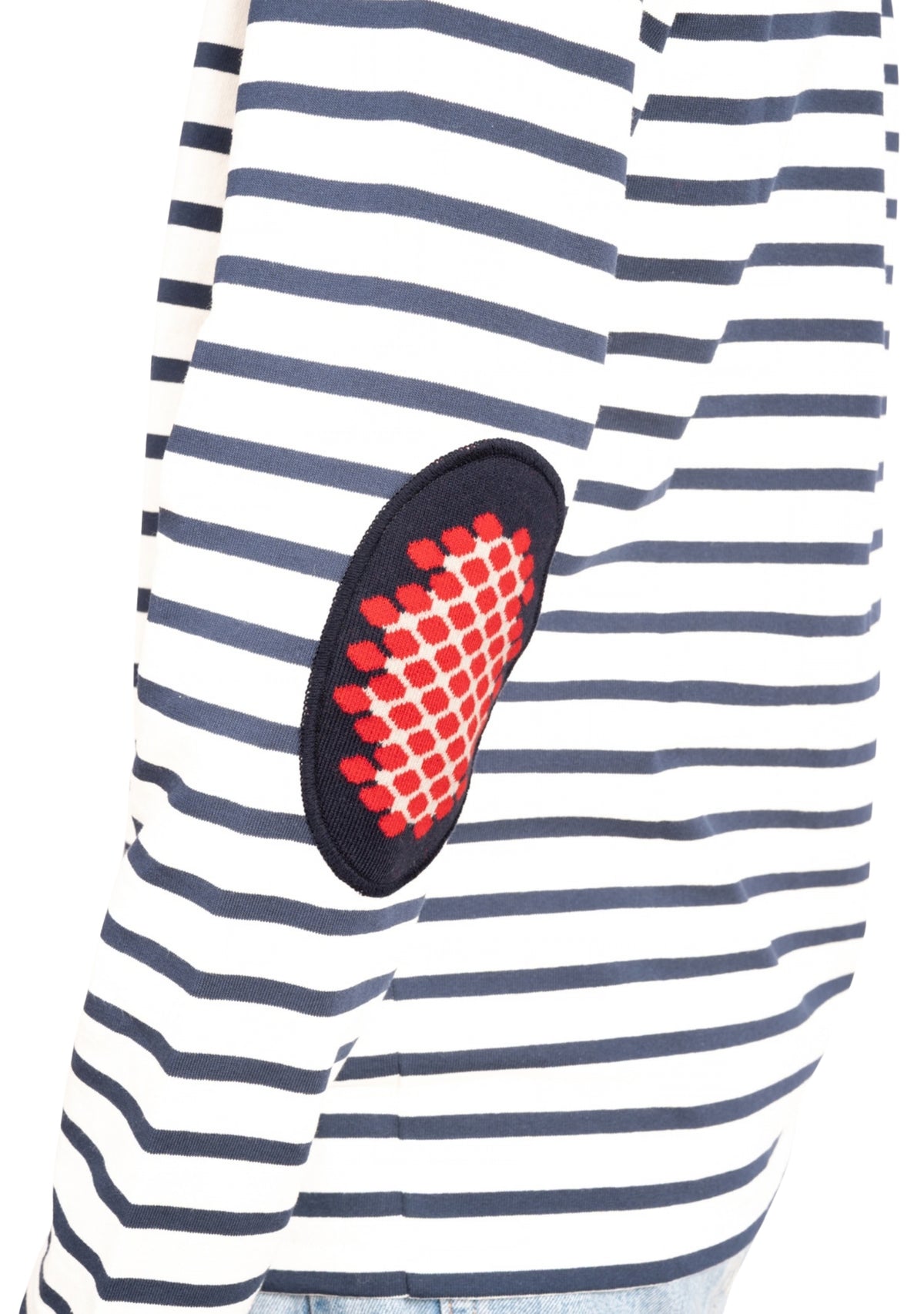 Marinière Made in France col rond coudières pois Marine/Ivoire