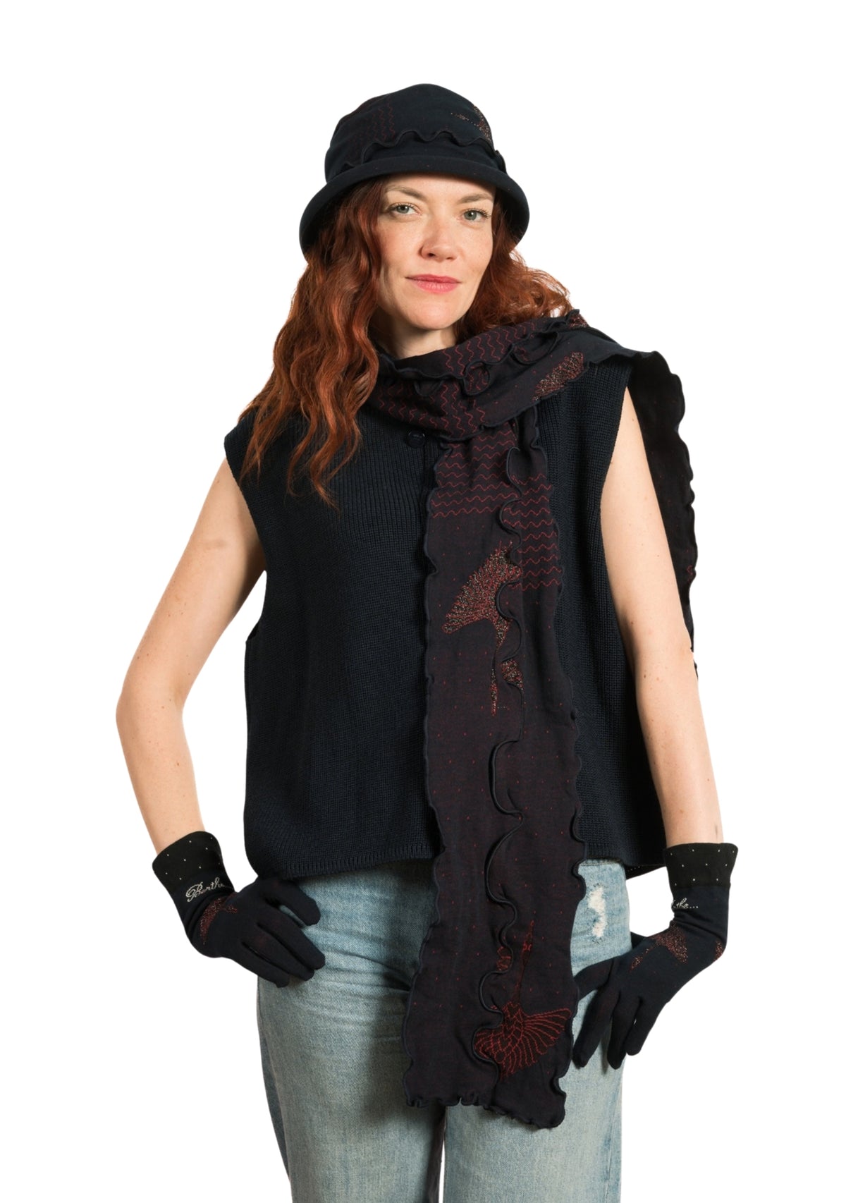 Chapeau femme en coton motif Grue Sauvage