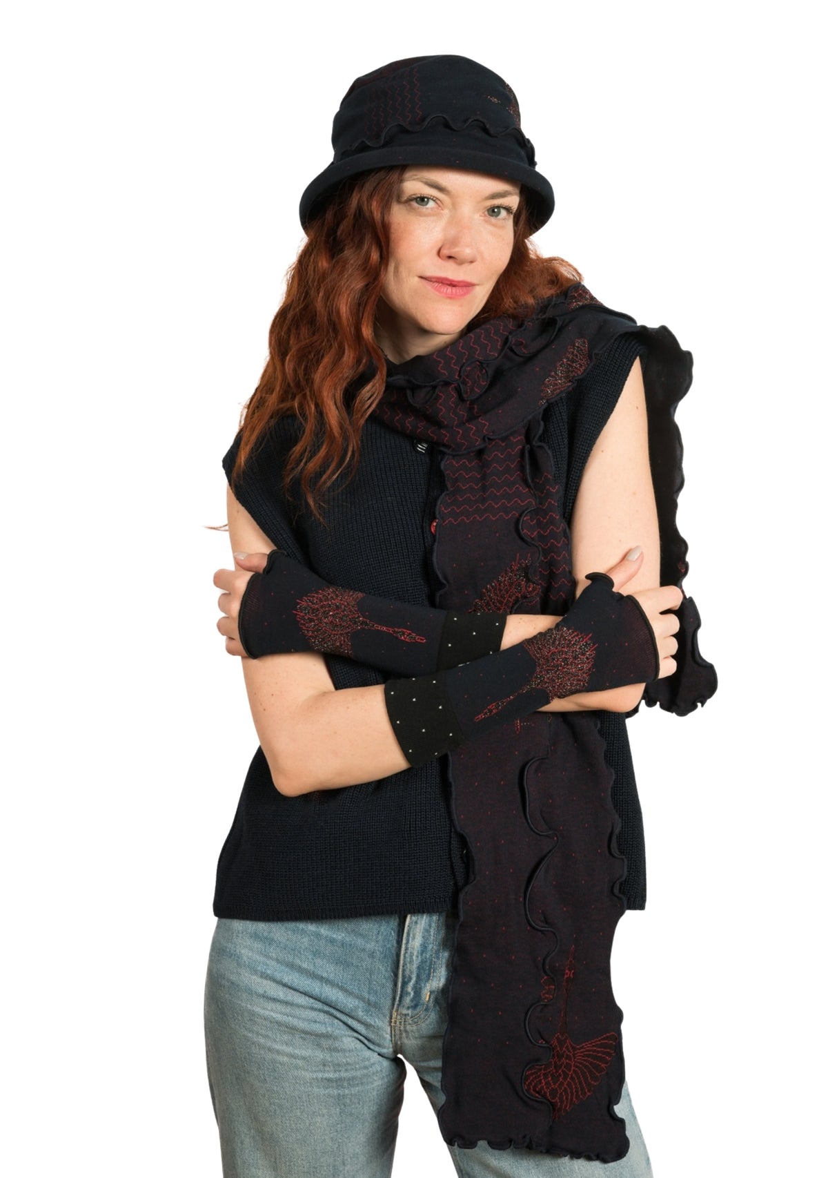 Chapeau femme en coton motif Grue Sauvage