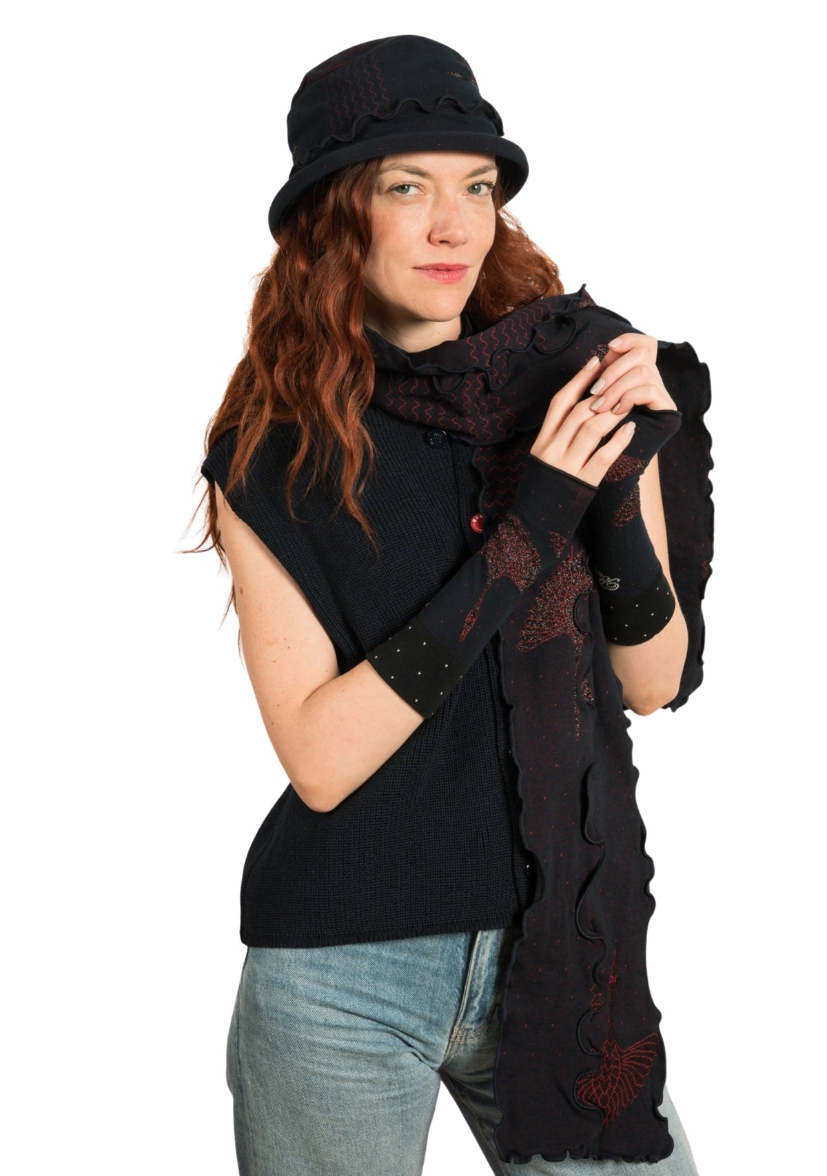 Chapeau femme en coton motif Grue Sauvage