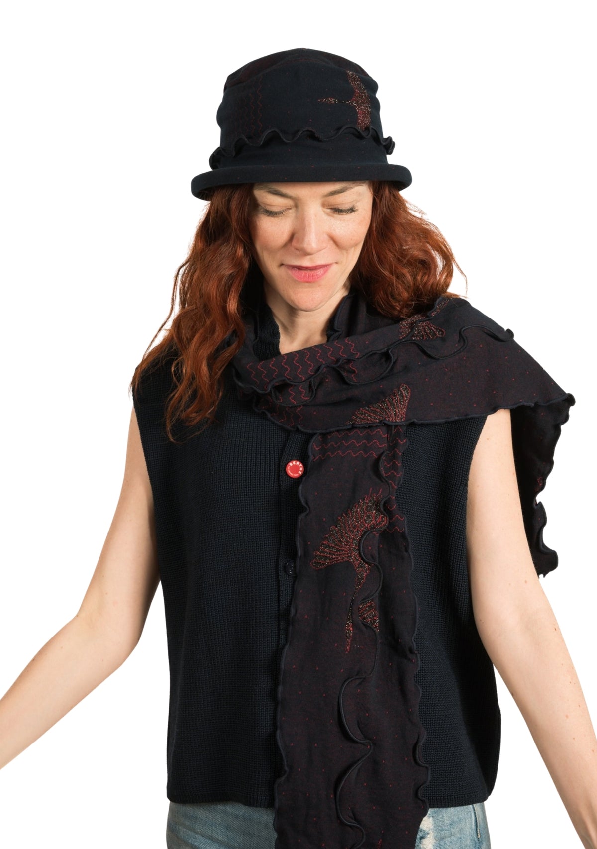 Chapeau femme en coton motif Grue Sauvage