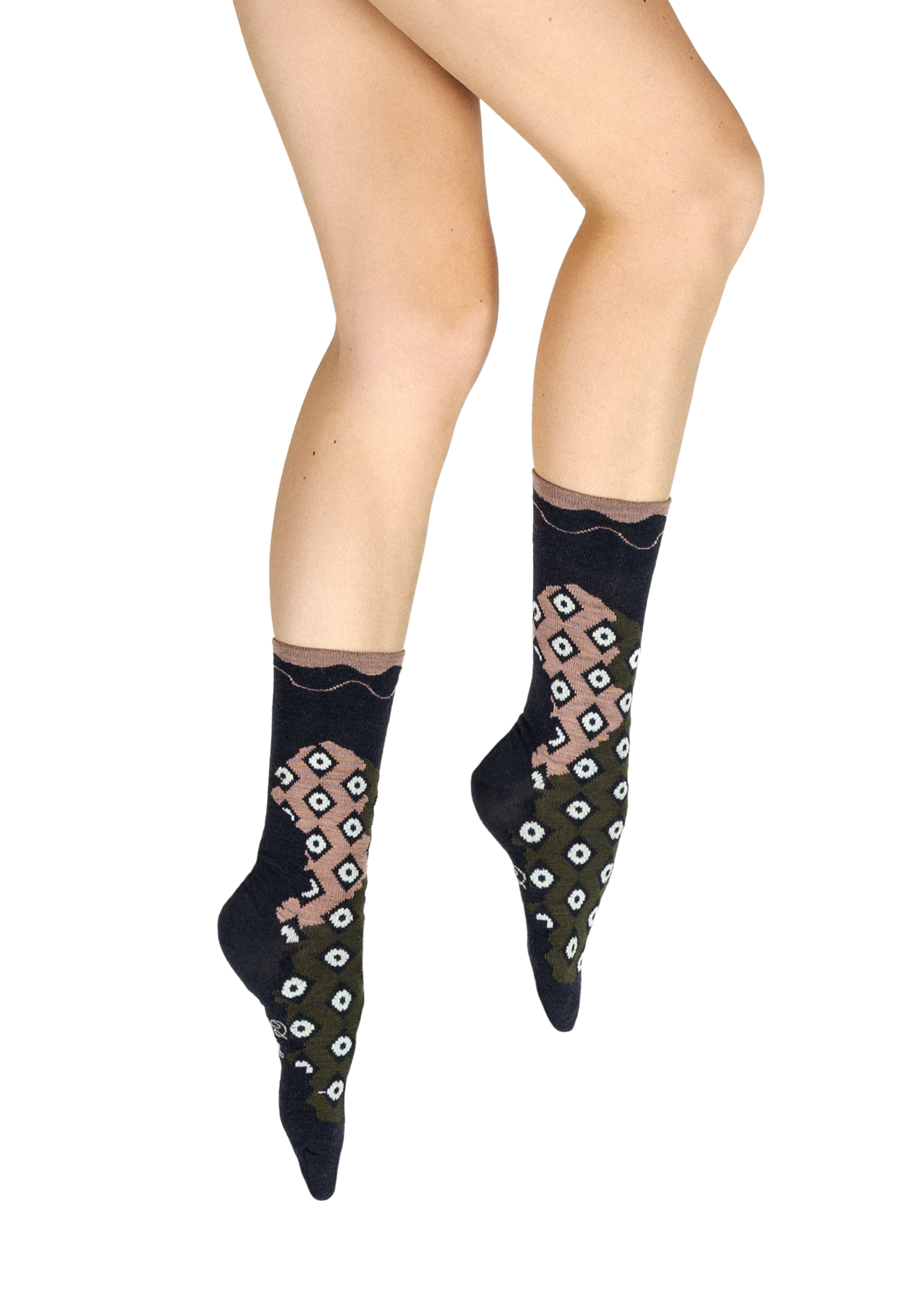 Chaussettes femme en laine peignée Losanges