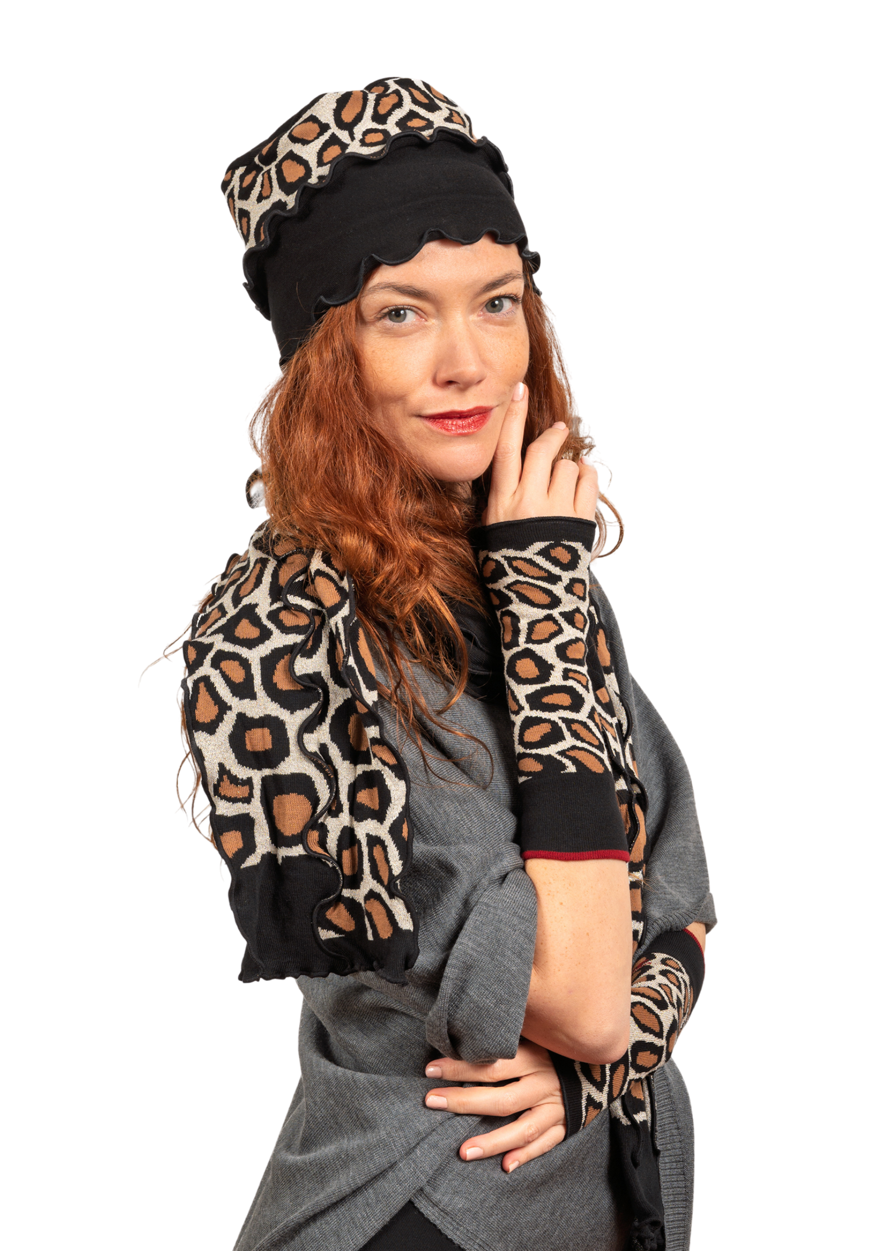 Mitaines pour femme en coton Léopard