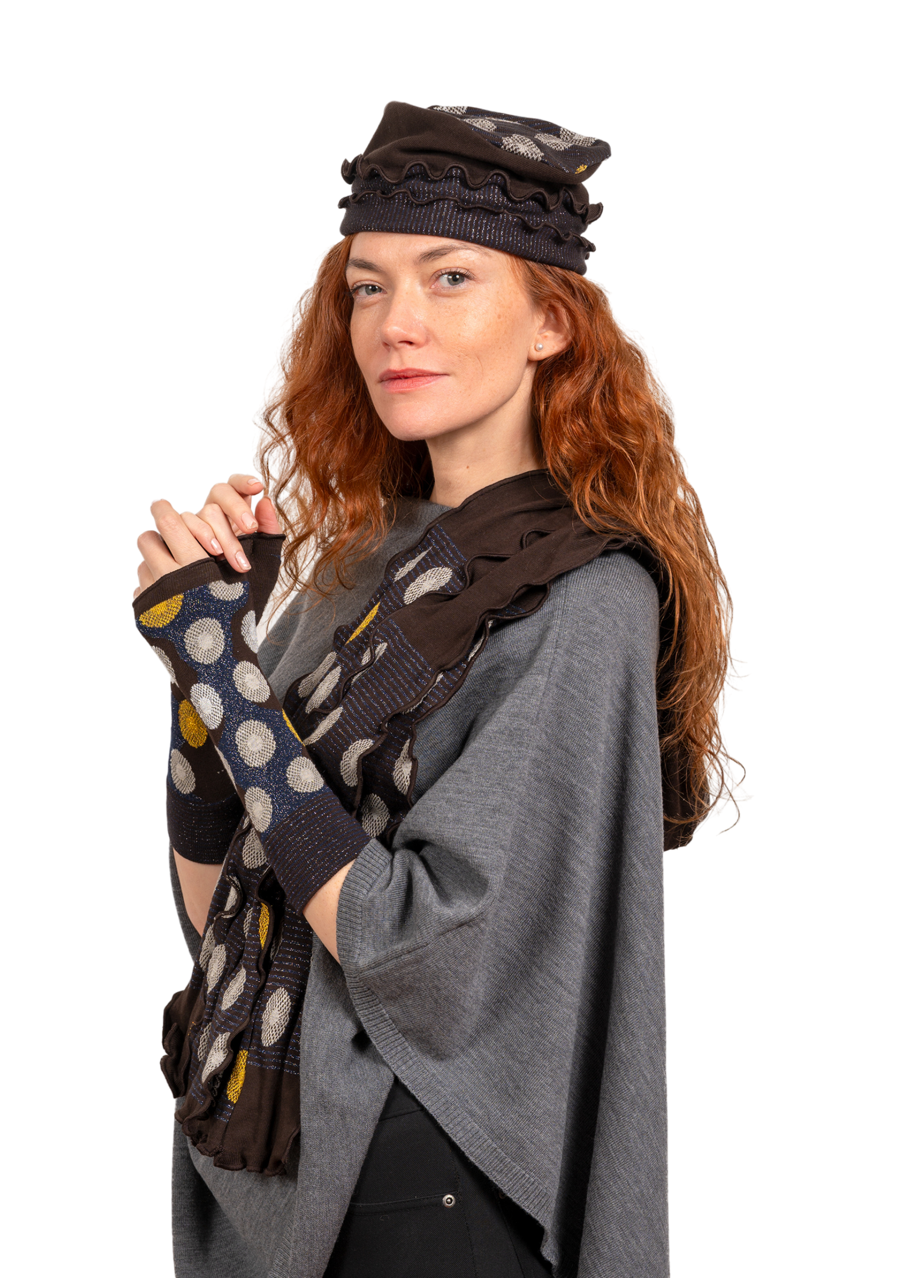 Poncho En Laine Noir Et Marron - Taille Unique - Marque G!ozé - Occasion Très Bon état