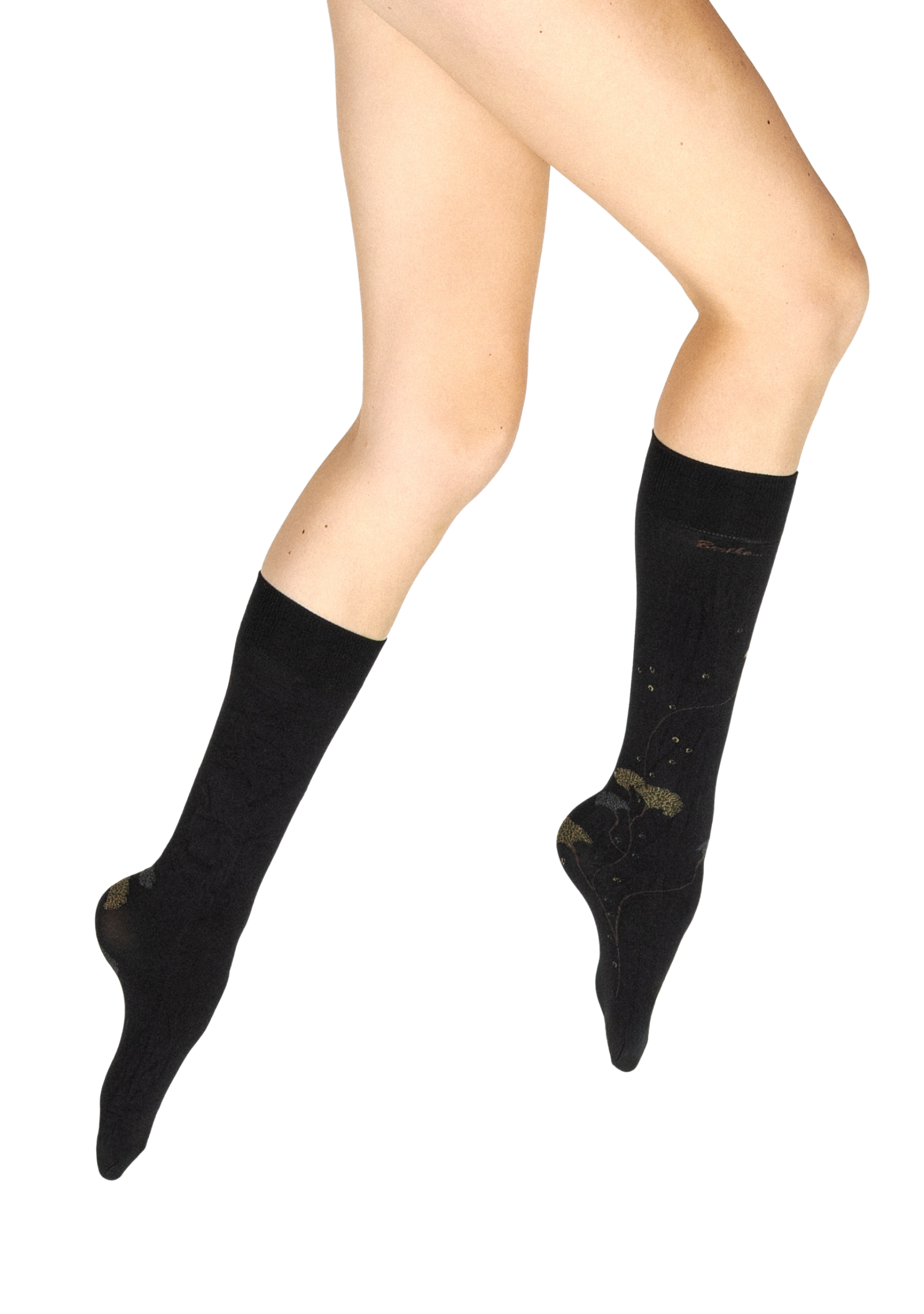 Mi-bas femme 40D Albizia - Noir/Kaki/Gris