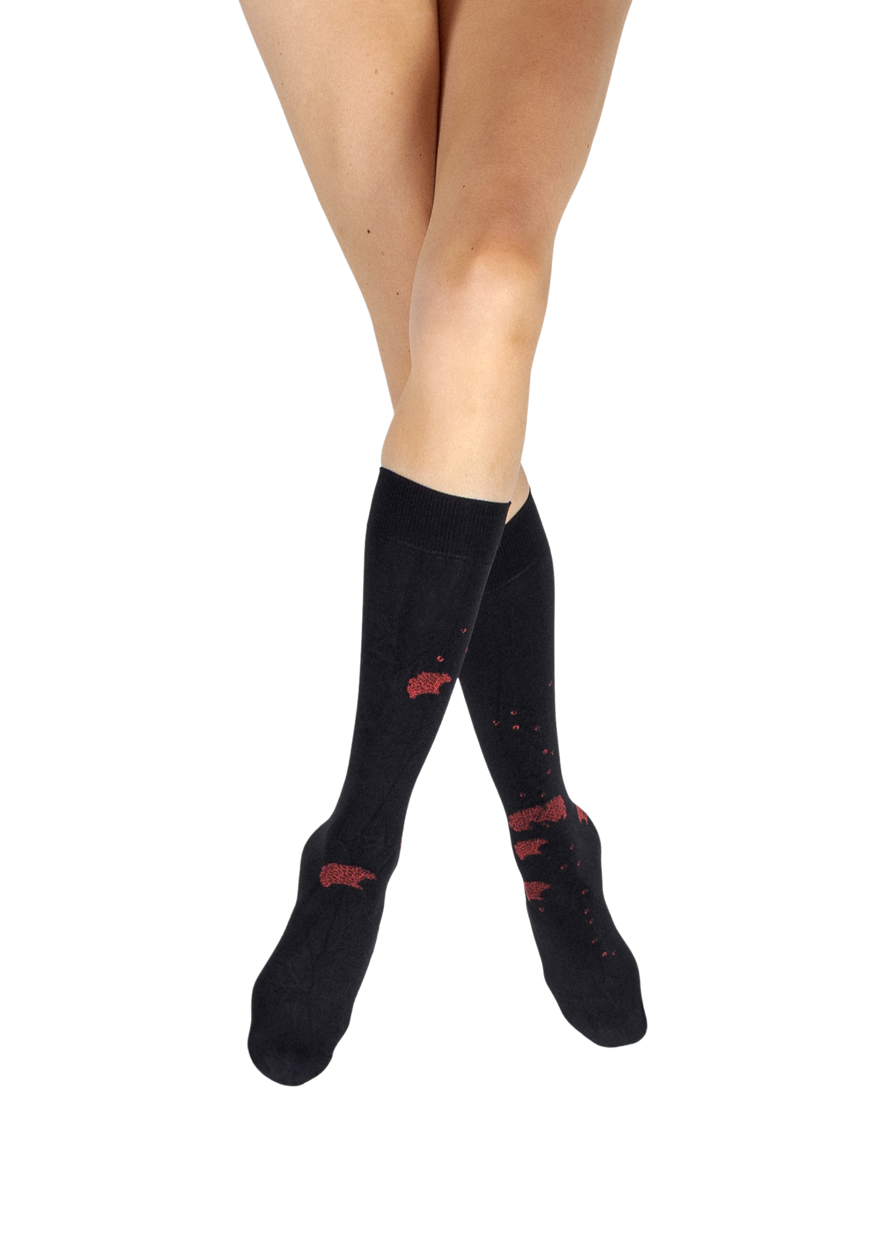 Mi-bas femme 40D Albizia - Noir/Rouge