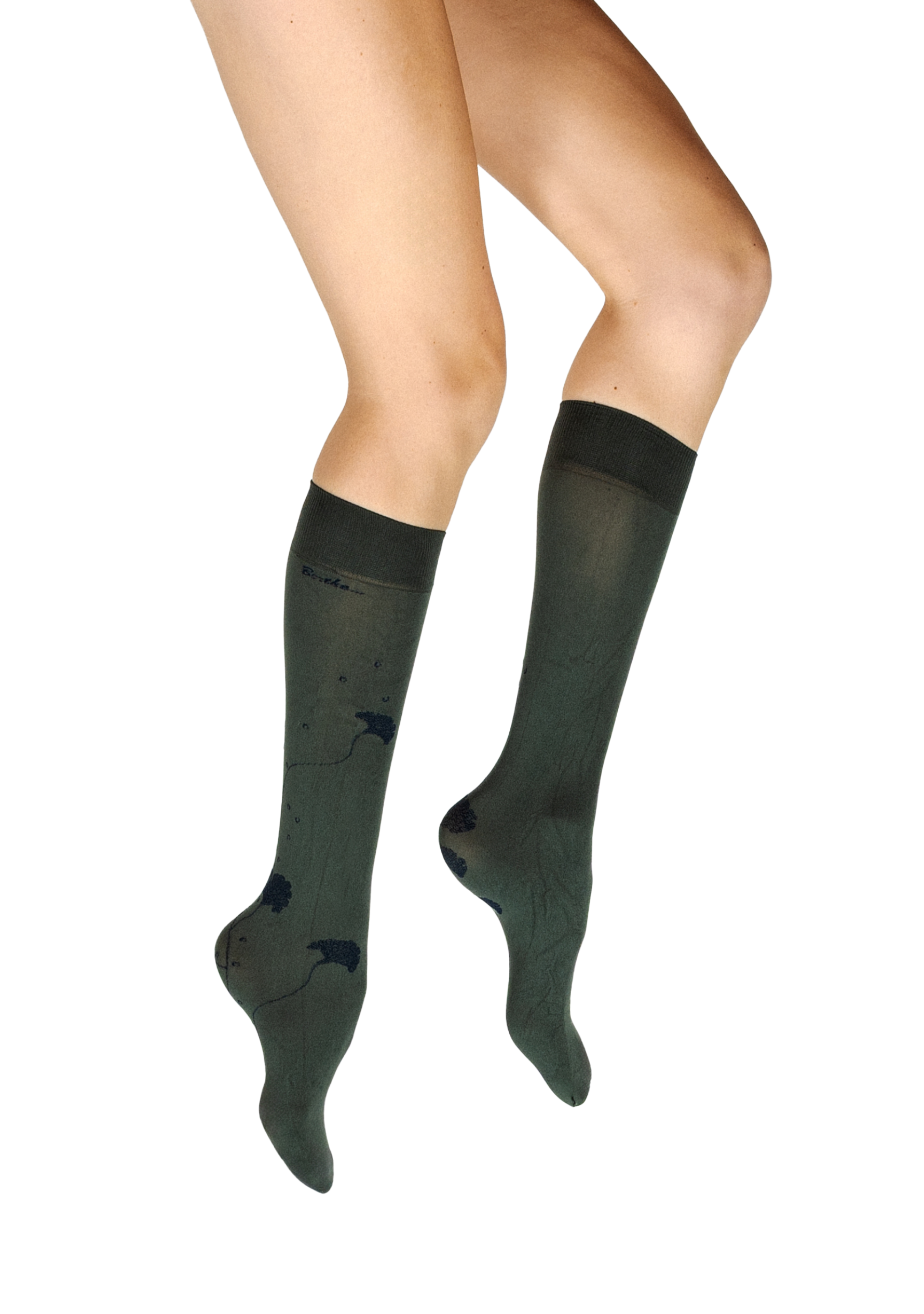 Mi-bas femme 40D Albizia - Kaki/Marine