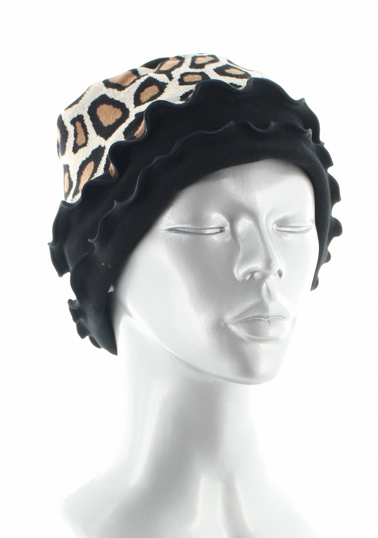 Chapeau femme coton Berthe Léopard NOIR