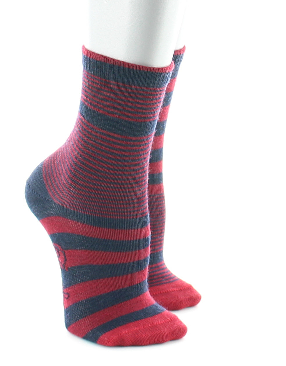 Chaussette Rayures asymétriques rouge et marine ROUGE
