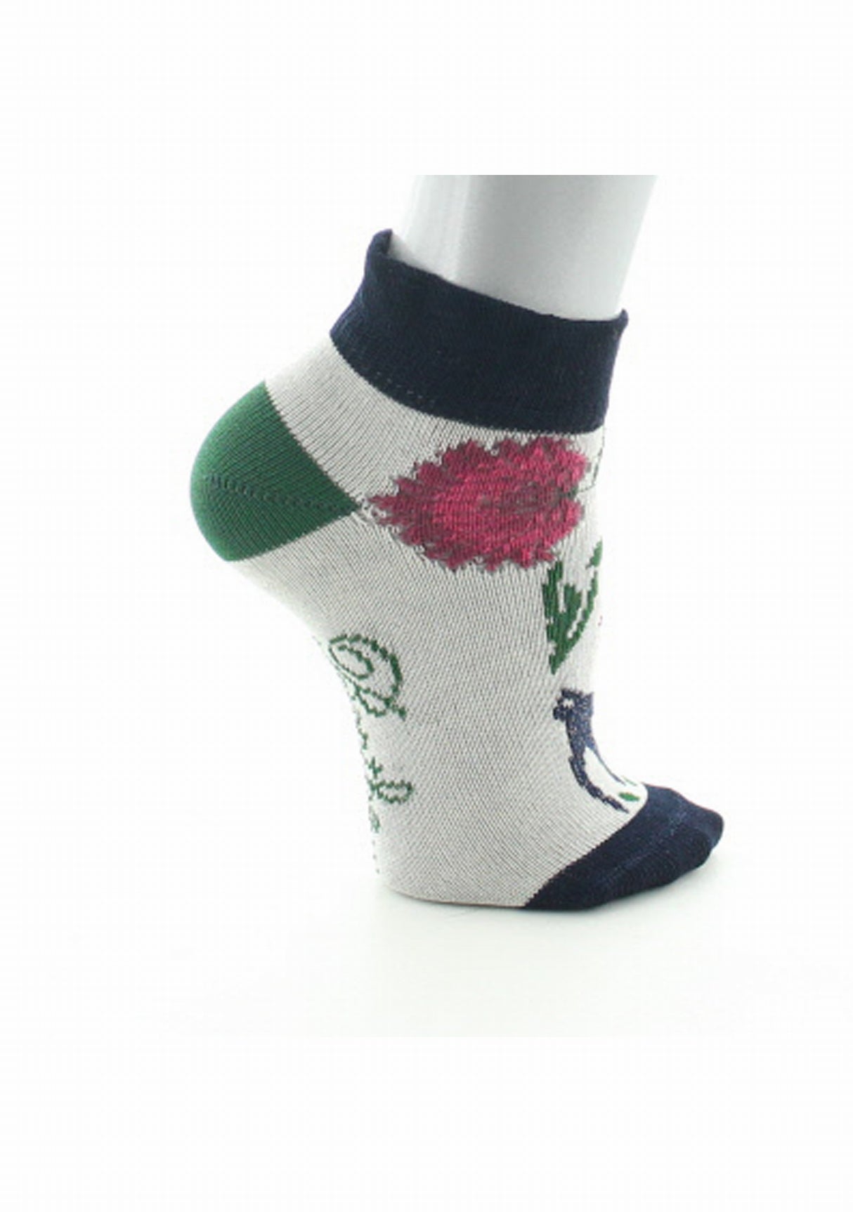 Chaussettes bébé coton fil d'Ecosse Fleurs et Feuilles IVOIRE