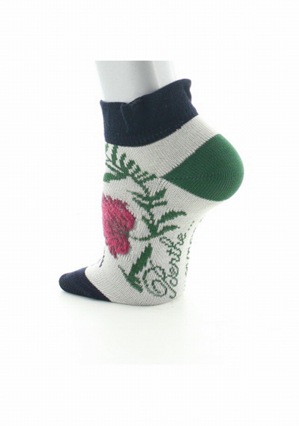 Chaussettes bébé coton fil d'Ecosse Fleurs et Feuilles IVOIRE
