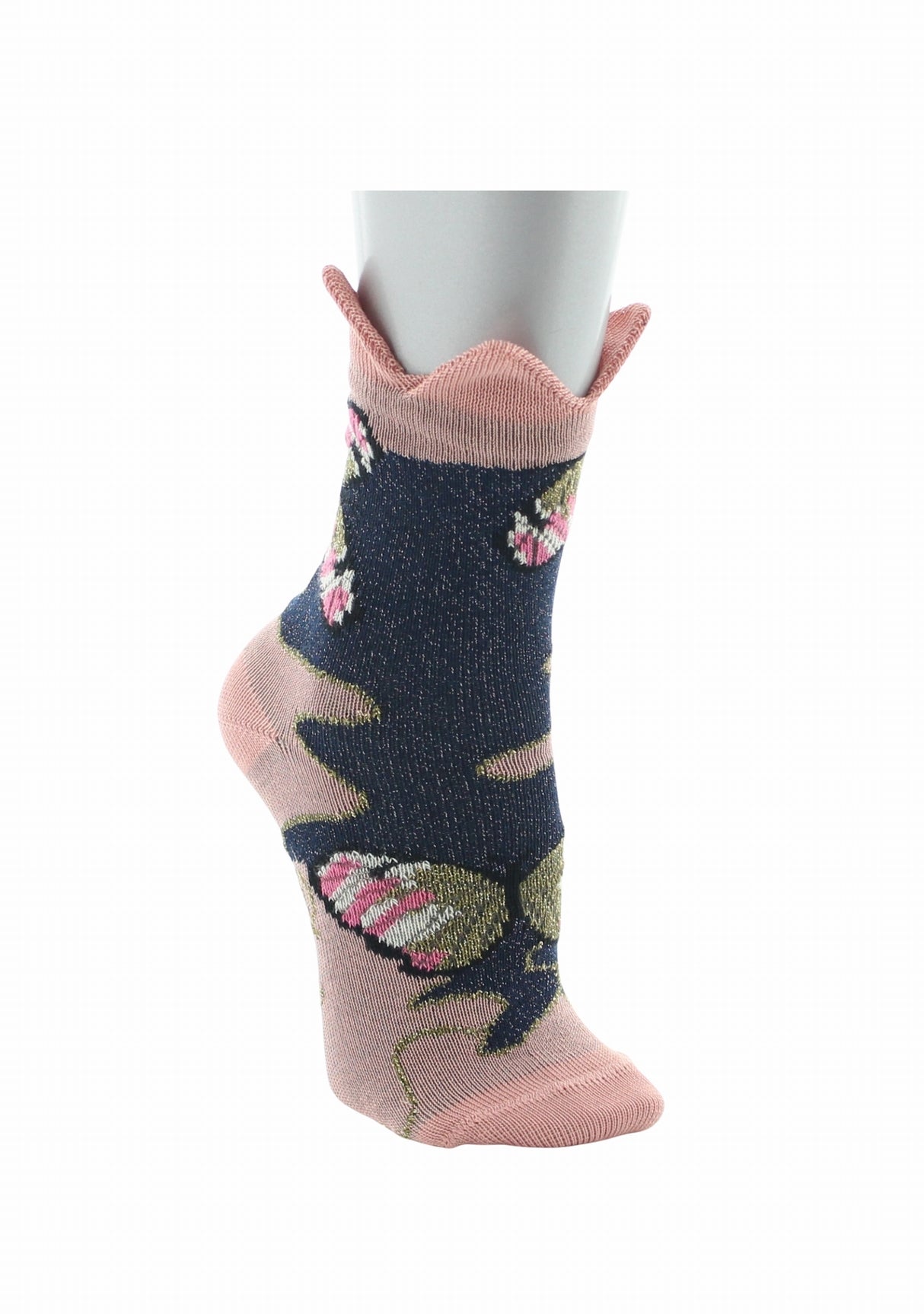 Chaussettes bébé fil d’Écosse Berthe Aux Grands Pieds papillons et couronne rose ROSE