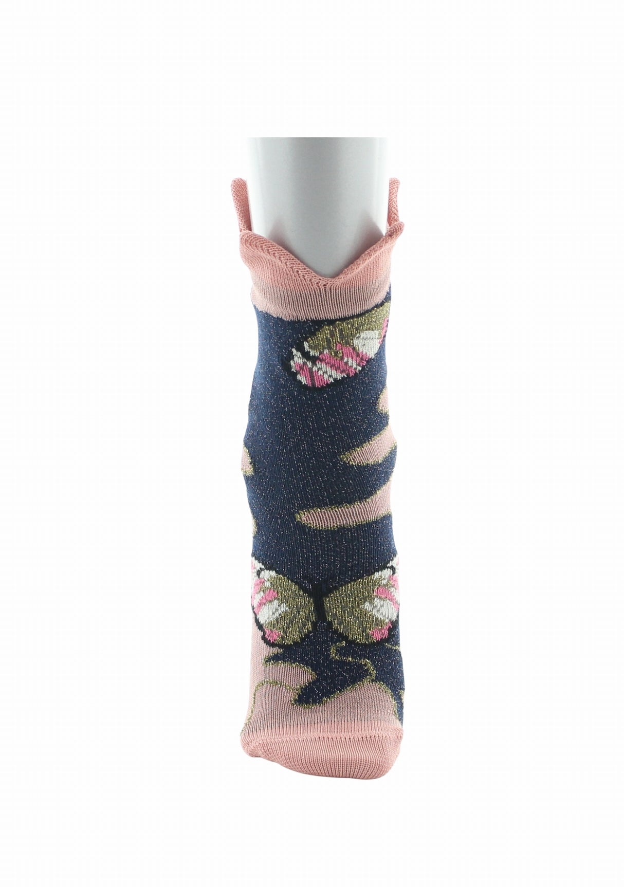 Chaussettes bébé fil d’Écosse Berthe Aux Grands Pieds papillons et couronne rose ROSE
