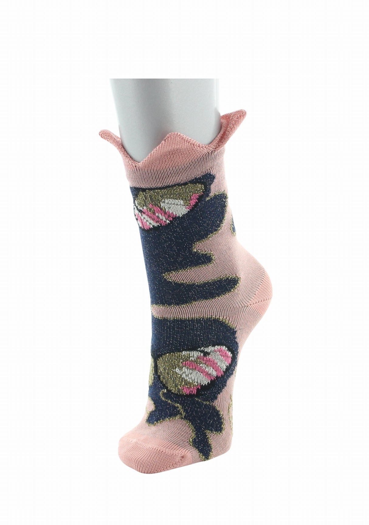 Chaussettes bébé fil d’Écosse Berthe Aux Grands Pieds papillons et couronne rose ROSE