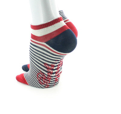Chaussettes bébé Rayures Asymétriques en coton fil d'Écosse Rouge/Écru/Marine ROUGE