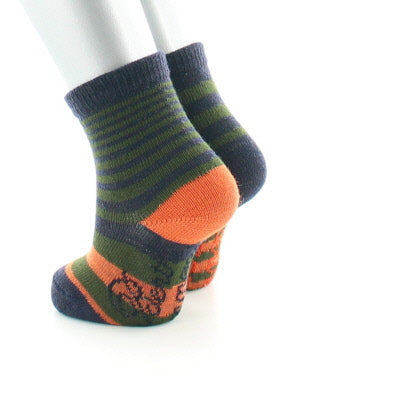 Chaussettes bébé Rayures Asymétriques en laine Kaki/Orange/Marine MARINE/KAKI/ORANGE