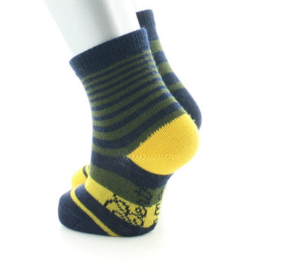 Chaussettes bébé rayures asymétriques en laine peignée Bleu marine/Kaki/Jaune MARINE/KAKI