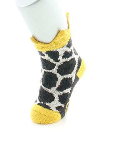 Chaussettes bébé Tâches de Girafe et Couronne Jaune en laine MARRON/ECRU