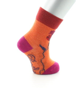 Chaussettes bébé Vive les fleurs en laine Orange ORANGE