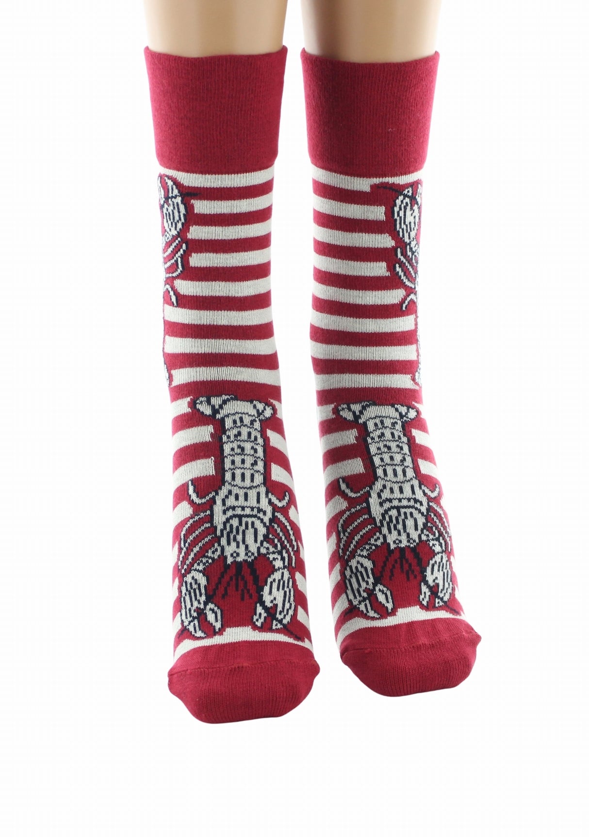 Chaussettes coton femme Berthe Aux Grands Pieds marinière rouge/ivoire homard ROUGE/IVOIRE/MARINE