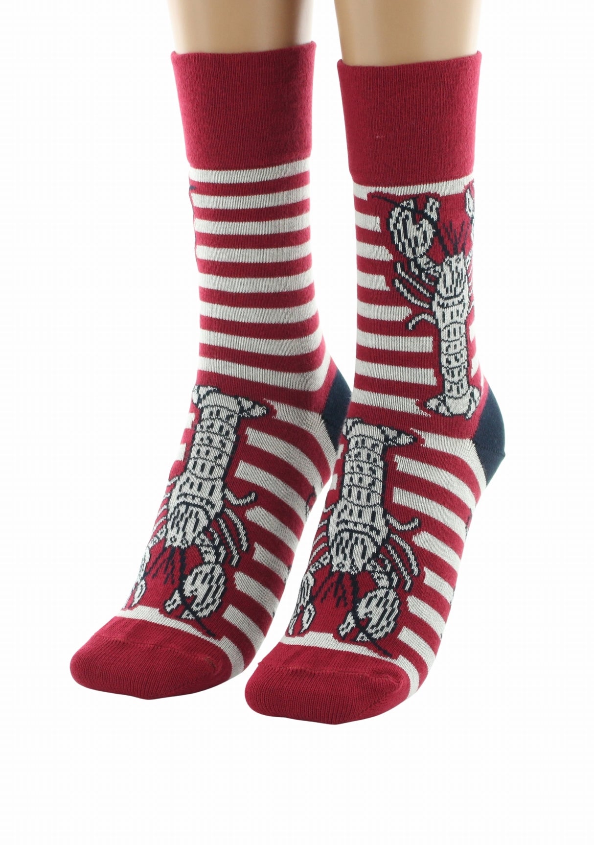 Chaussettes coton femme Berthe Aux Grands Pieds marinière rouge/ivoire homard ROUGE/IVOIRE/MARINE