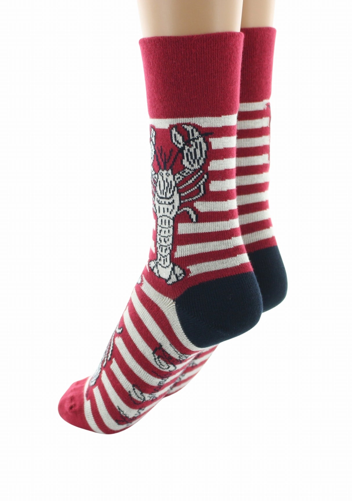 Chaussettes coton femme Berthe Aux Grands Pieds marinière rouge/ivoire homard ROUGE/IVOIRE/MARINE