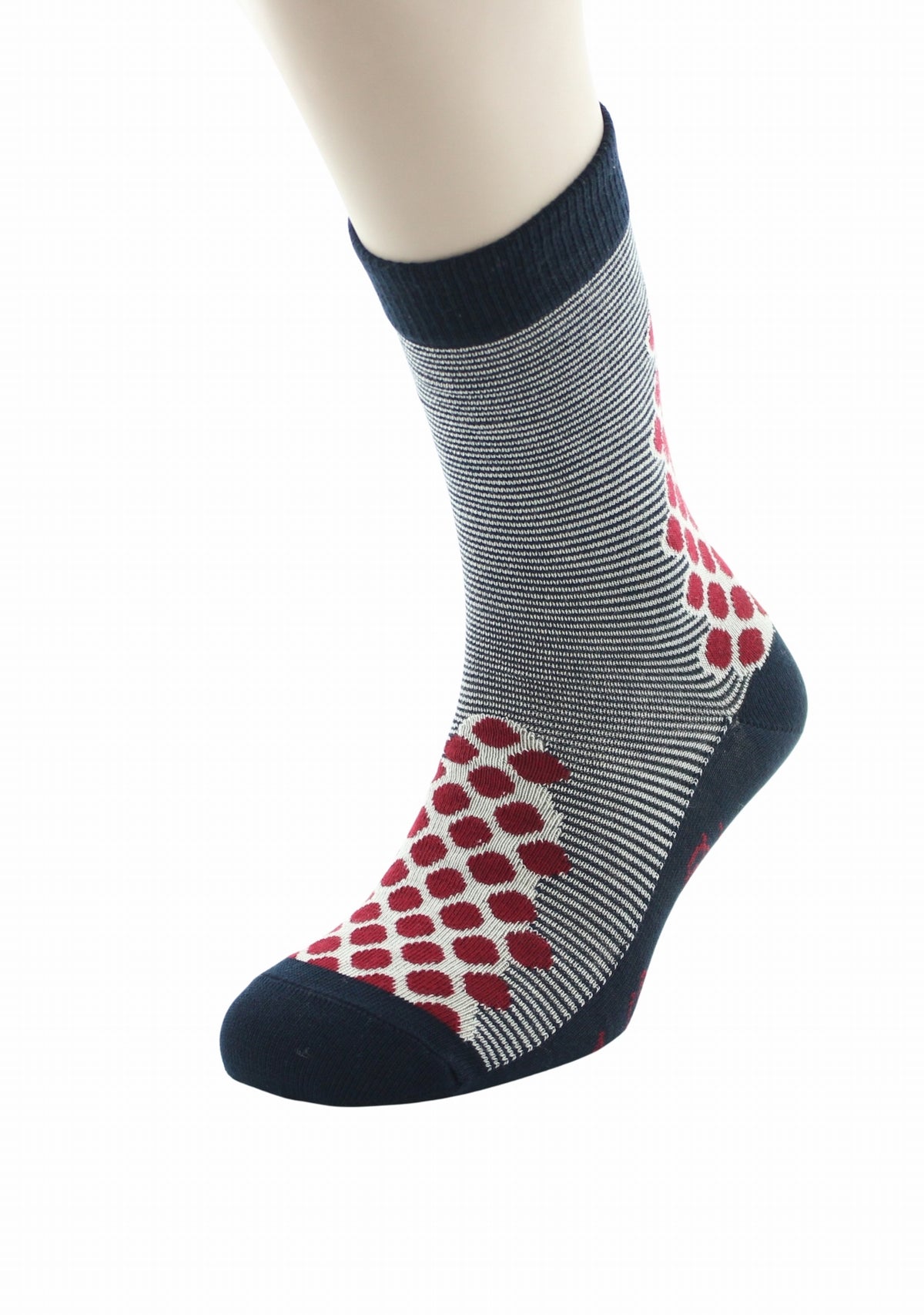 Chaussettes coton homme Berthe Aux Grands Pieds marinière marine/ivoire pois rouges MARINE/IVOIRE/ROUGE