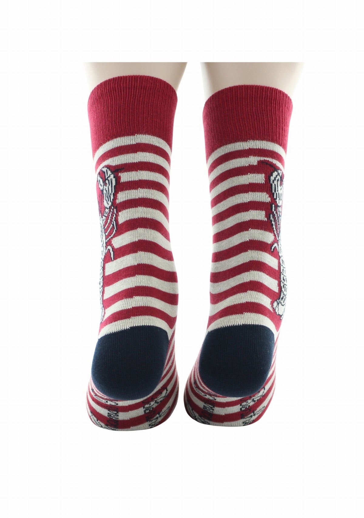 Chaussettes coton homme Berthe Aux Grands Pieds marinière rouge/ivoire homard ROUGE/IVOIRE/MARINE