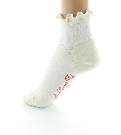 Chaussettes courtes femme à côtes en soie Écru IVOIRE