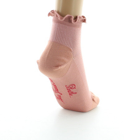 Chaussettes courtes femme à côtes en soie Vieux rose ROSE POUDRE