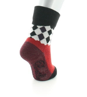 Chaussettes Damiers asymétriques NOIR-ROUGE