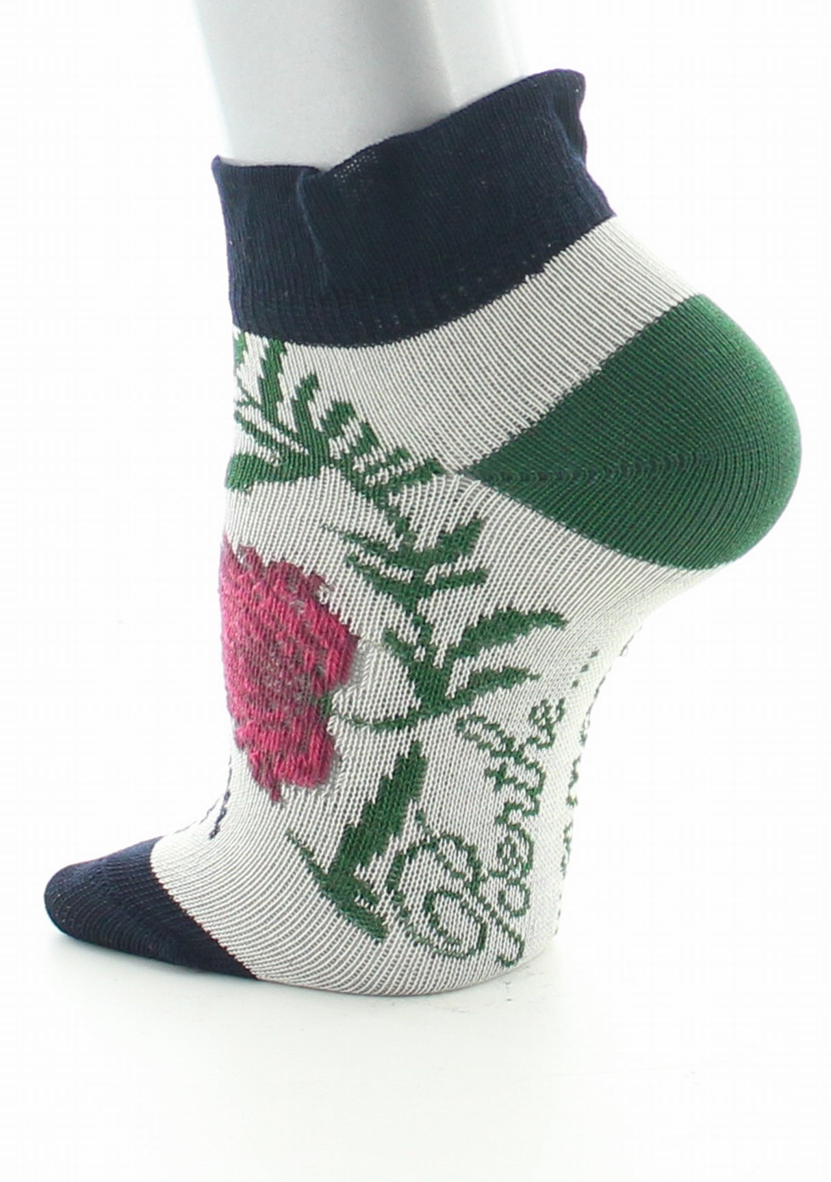 Chaussettes enfant coton fil d'Ecosse Fleurs et Feuilles IVOIRE