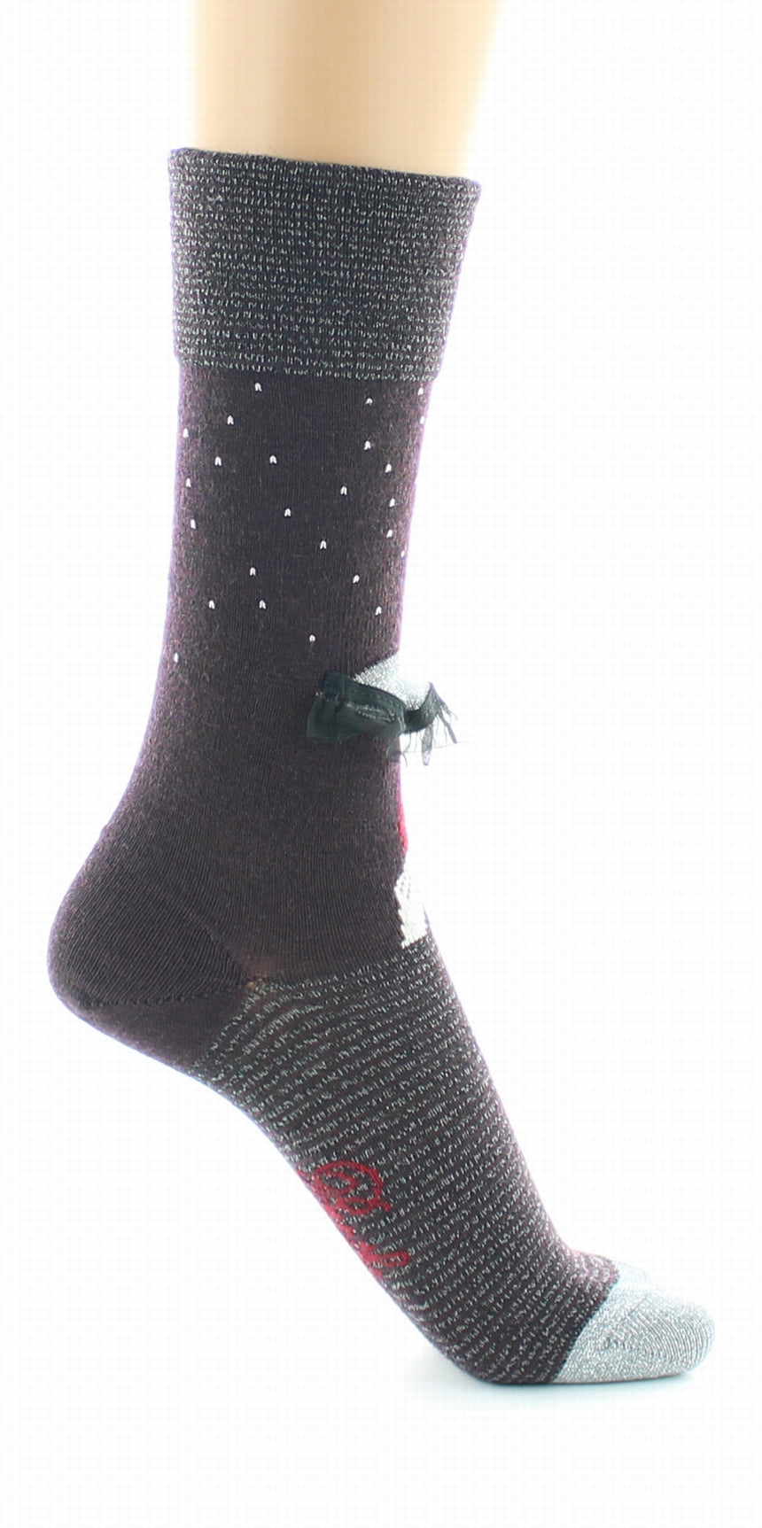 Chaussettes Femme Au Parapluie Bordeaux et Argent BORDEAUX-ARGENT