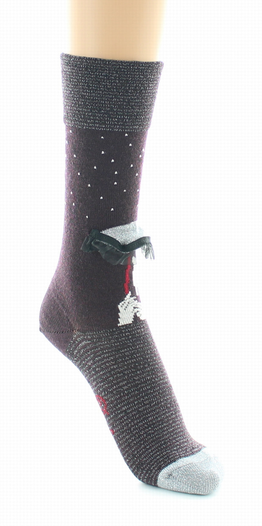 Chaussettes Femme Au Parapluie Bordeaux et Argent BORDEAUX-ARGENT