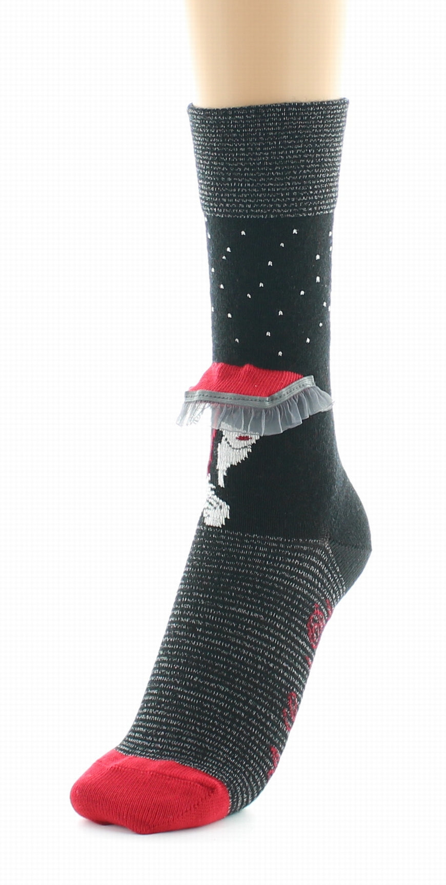 Chaussettes Femme Au Parapluie Noir et Rouge NOIR-ROUGE