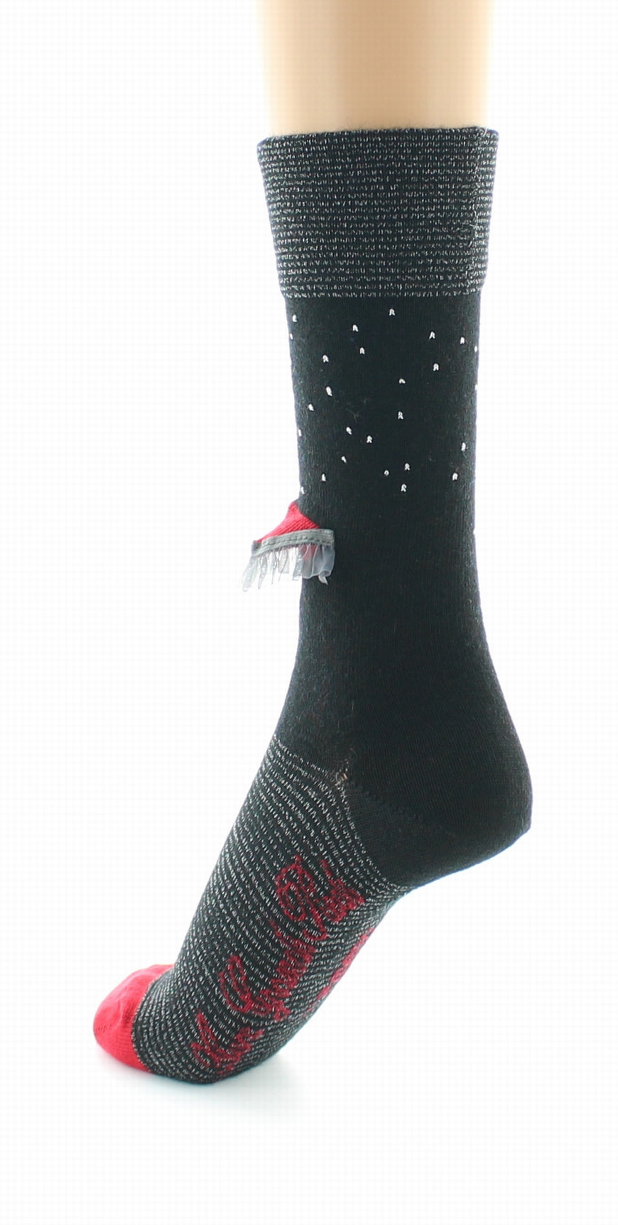 Chaussettes Femme Au Parapluie Noir et Rouge NOIR-ROUGE