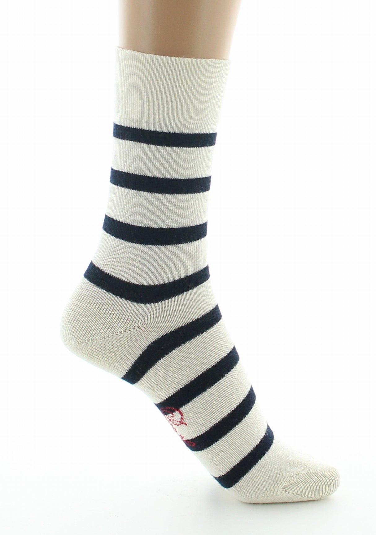 Chaussettes femme coton écru rayé marine ECRU/MARINE