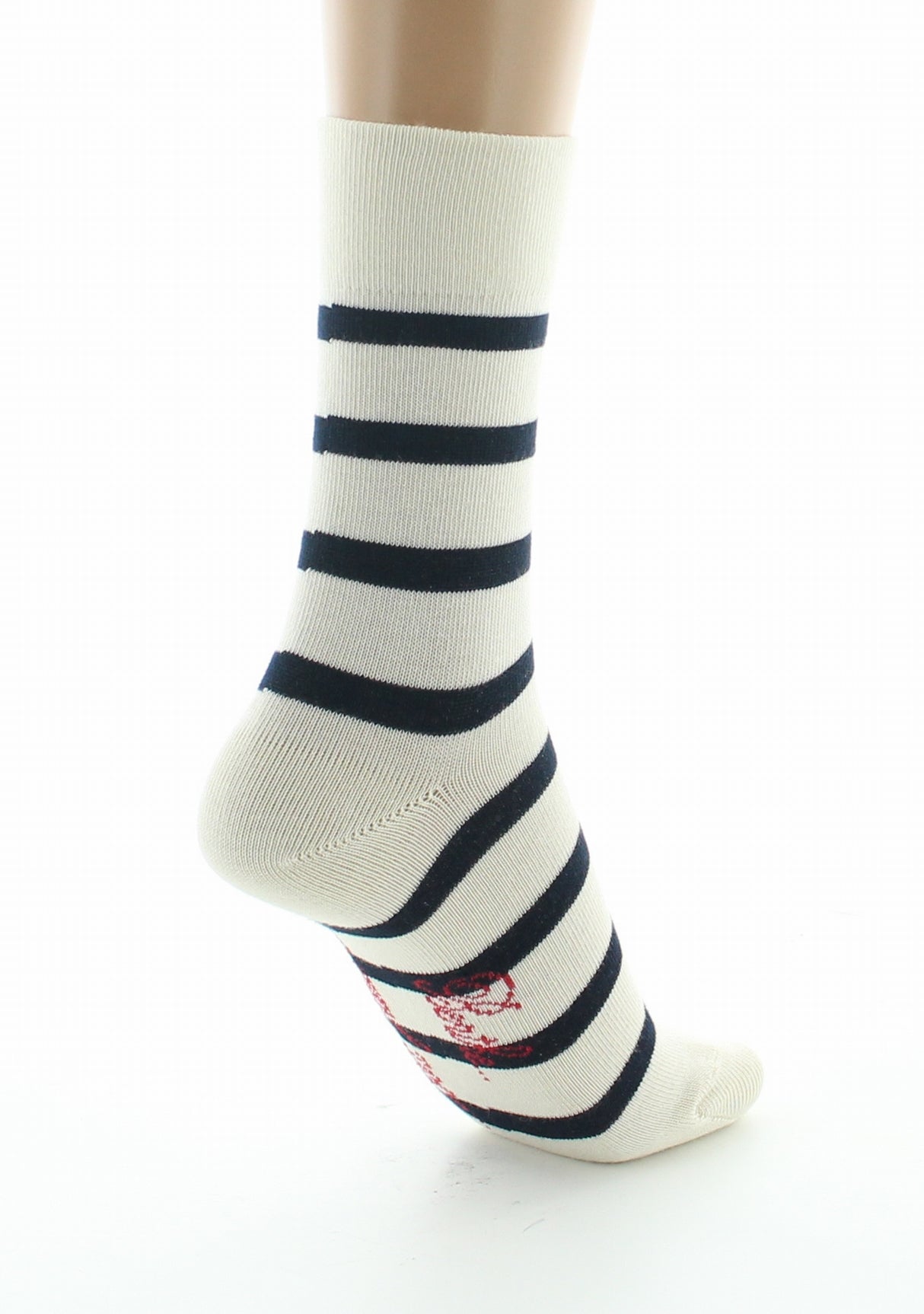 Chaussettes femme coton écru rayé marine ECRU/MARINE
