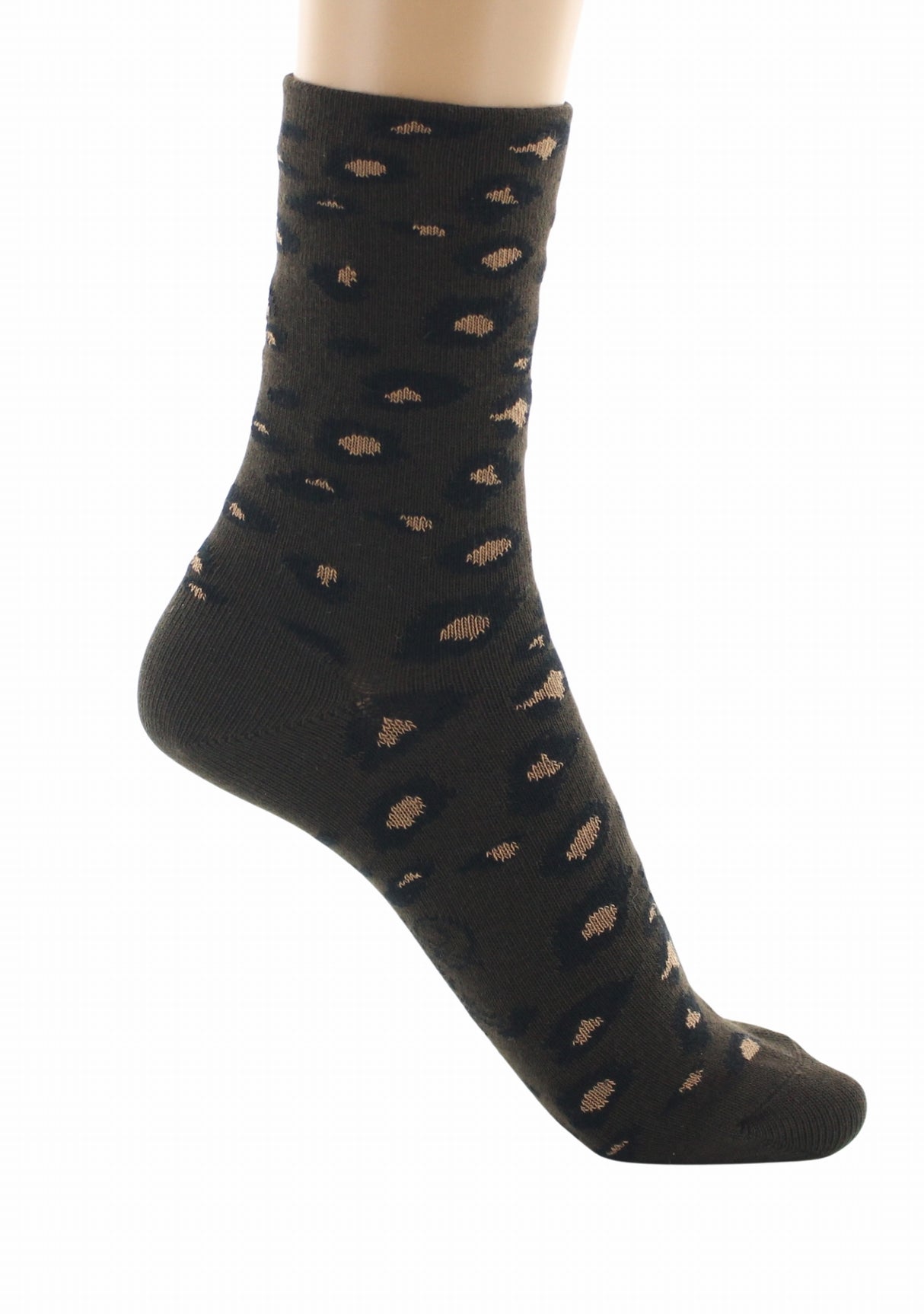 Chaussettes femme coton Léopard Marron | Berthe Aux Grands Pied MARRON