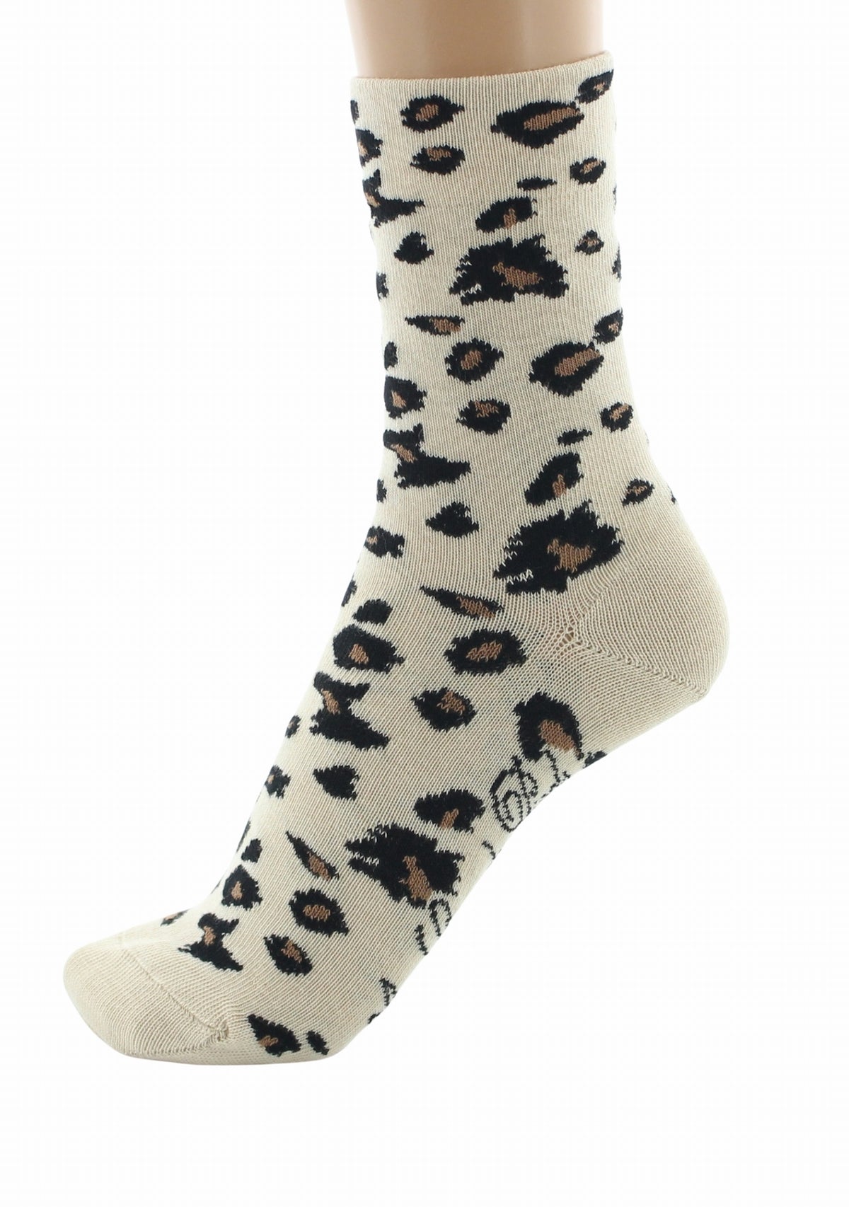 Chaussettes femme coton Léopard Écru | Berthe Aux Grands Pied ECRU