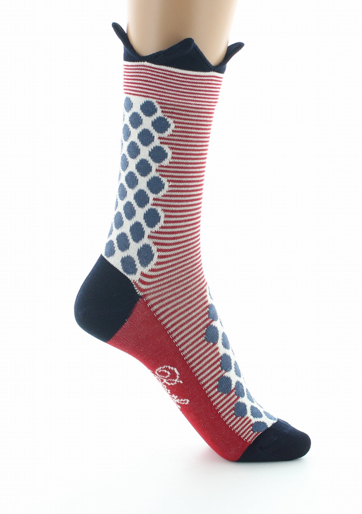 Chaussettes femme fil d'Ecosse couronne bleue ROUGE
