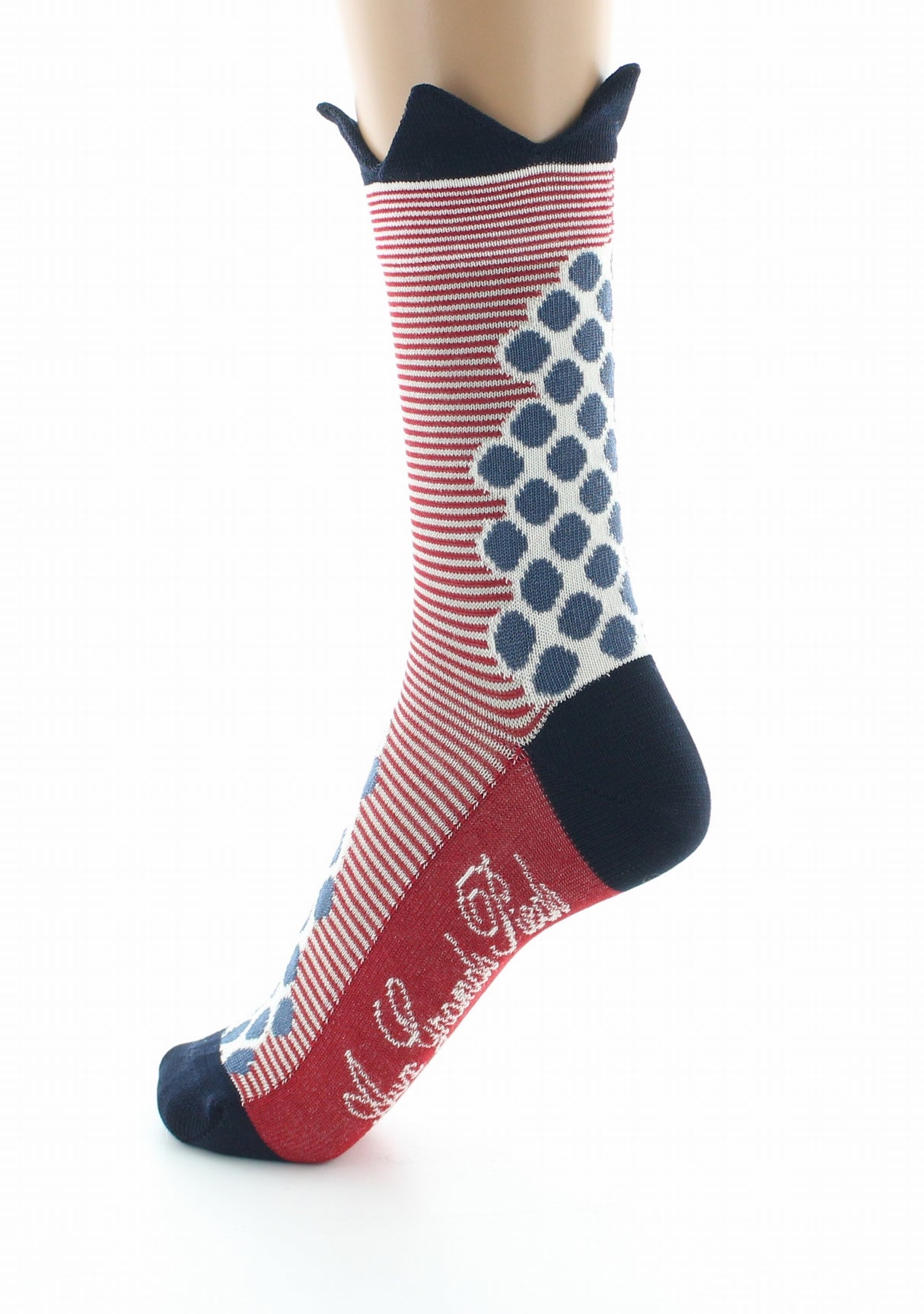 Chaussettes femme fil d'Ecosse couronne bleue ROUGE