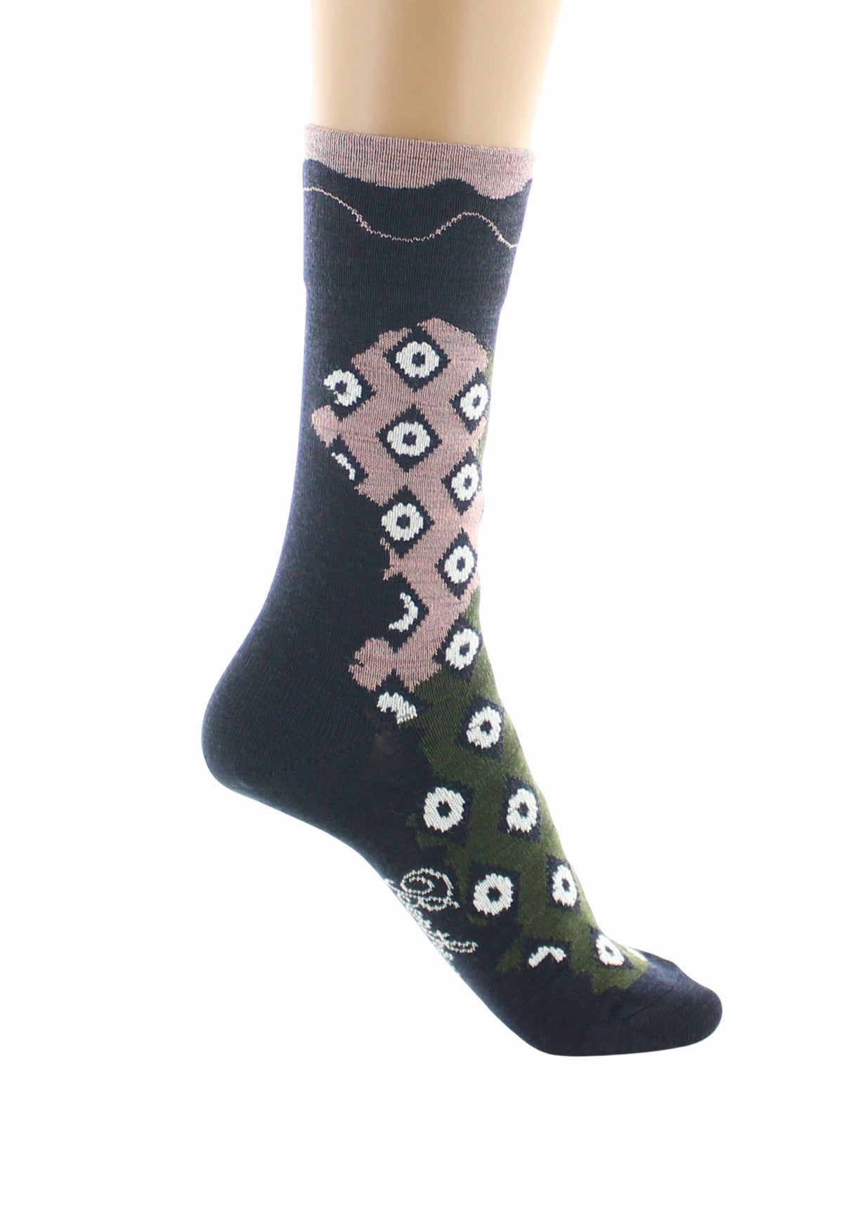 Chaussettes femme laine peignée Berthe Losanges MARINE