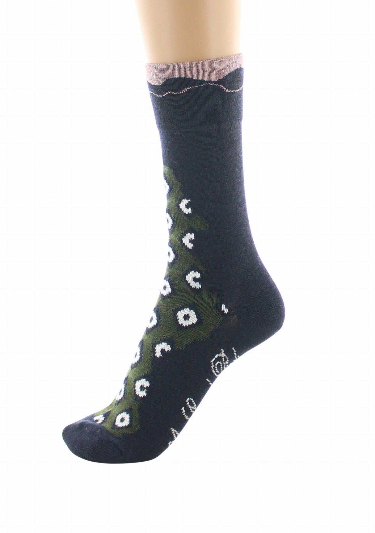 Chaussettes femme laine peignée Berthe Losanges MARINE