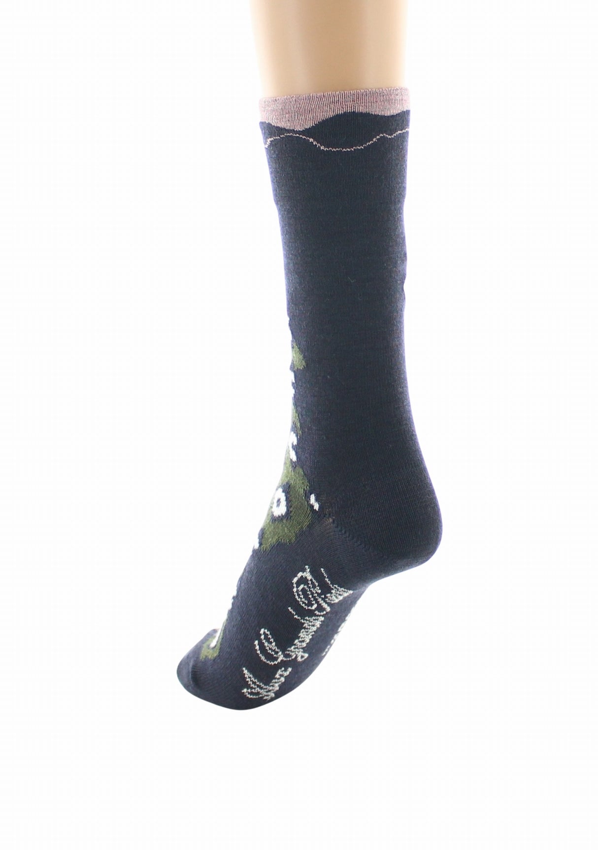 Chaussettes femme laine peignée Berthe Losanges MARINE