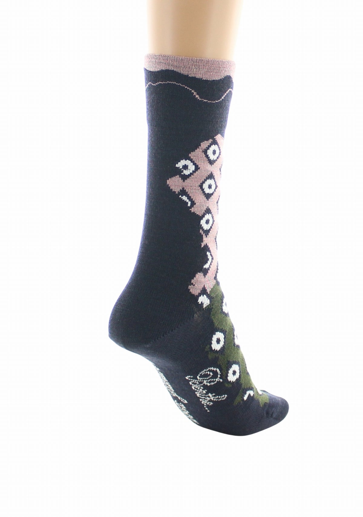 Chaussettes femme laine peignée Berthe Losanges MARINE