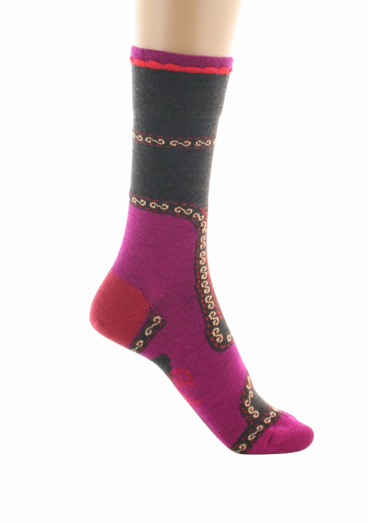 Chaussettes femme laine peignée Berthe Veste Napoléonienne FUCHSIA