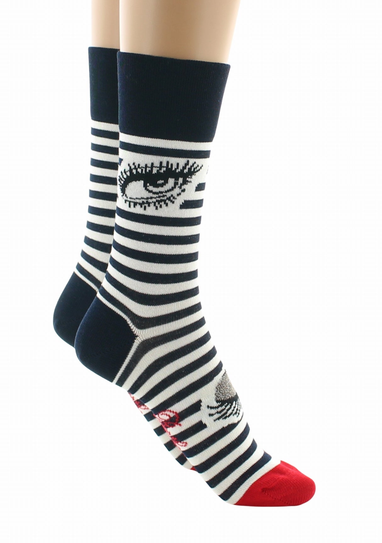 Chaussettes femme Oeil et Rayures fabriquées en France ROUGE/MARINE/ECRU