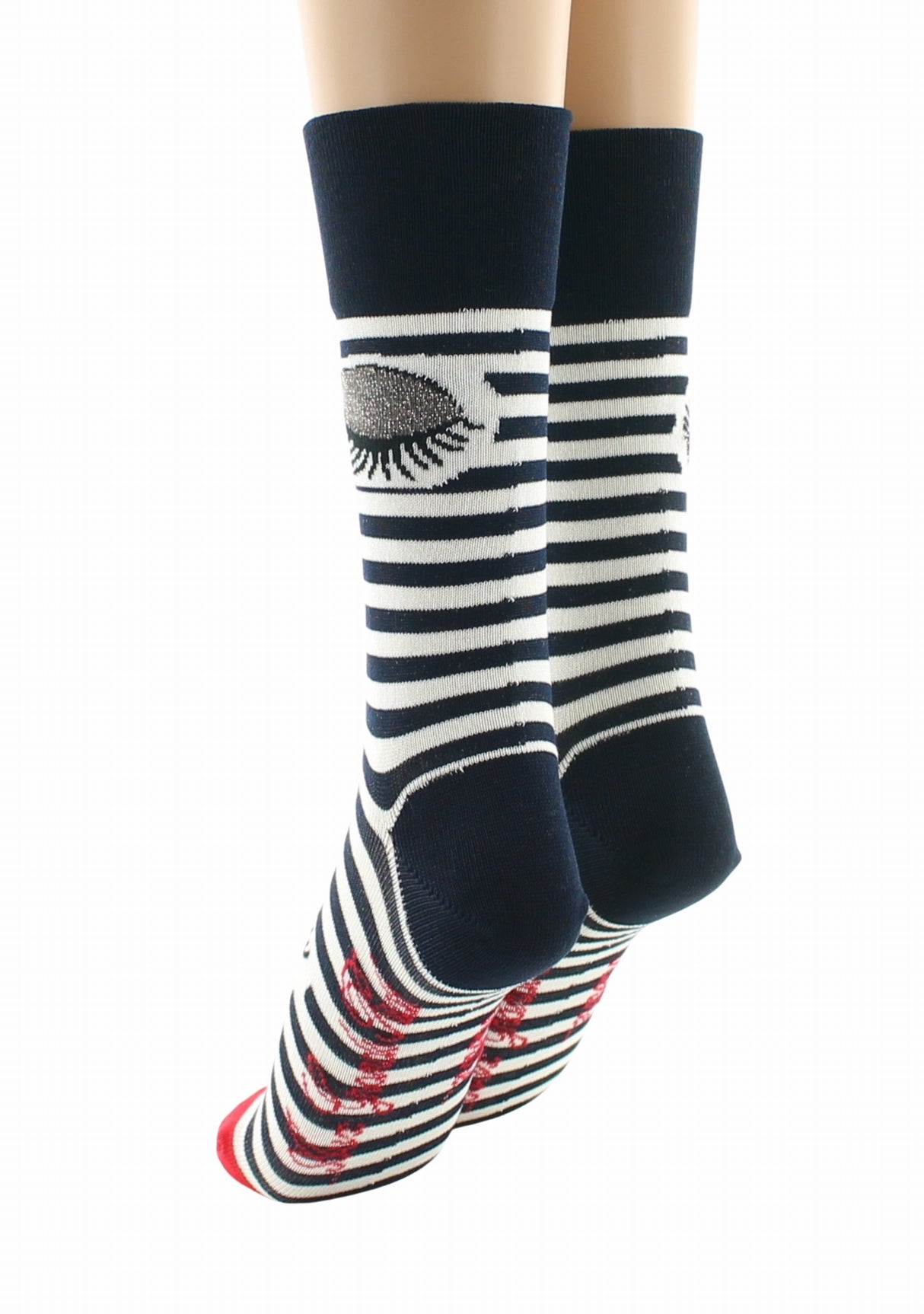 Chaussettes femme Oeil et Rayures fabriquées en France ROUGE/MARINE/ECRU